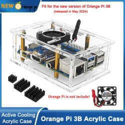 New Orange Pi 3B Acrylic Case Transparent Enclosure Active Passive Cooling Shell Optional Cooling Fan Heatsink for Orange Pi 3B