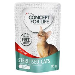 24x85g Sterilised Beef Grain-Free in Jelly Concept for Life Wet Cat Food