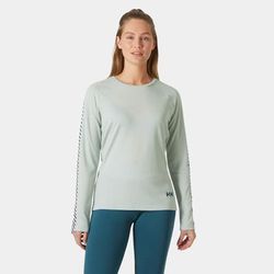 Helly Hansen Women's Lifa Active Stripe Crew Baselayer Top Green XS