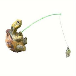 TEMU Funny Fishing Turtle Garden Statue: Resin Animal Sculpture For Outdoor Patio Lawn Decor - Perfect For , Christmas, Thanksgiving, And More