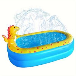 TEMU Large Inflatable Sprinkler Swimming Pool, 170*103*90cm/67*41*35in Heightened & Thickened Cute Sprinkler Pool, Family Splash Pad Swimming Water Pool For Outdoor Backyard