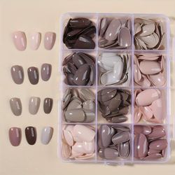 TEMU 288pcs 12 Colors Press On Nails - Full Cover Acrylic False Nails For Women And S - Diy Nail Art With Storage Box