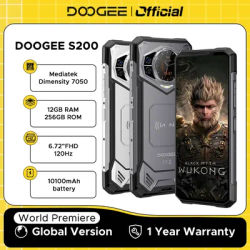 DOOGEE S200 Rugged Phone 5G Dimensity 7050 Octa Core 1.32" AMOLED Rear Display 12GB RAM+256GB ROM 100MP Camera 10100mAh 5G Phone