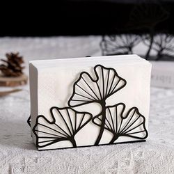 TEMU Elegant Metal Ginkgo Leaf Napkin Holder - Dining & Coffee Tables, Kitchen Decor, Ideal For Restaurants, Hotels, Cafes