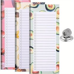 TEMU 3 Pack Magnetic Shopping List Pads: 150 Tear-off Sheets, Magnetic Grocery List, Magnetic Notepad, Magnetic Pen Holder For Fridge - Adult Use