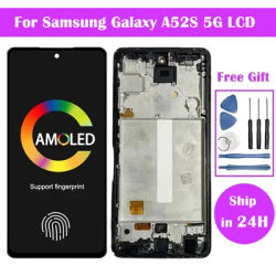 Super AMOLED For Samsung Galaxy A52s 5G SM-A528B LCD Display Touch Screen Digitizer Repair Parts Assembly A52S LCD with Frame