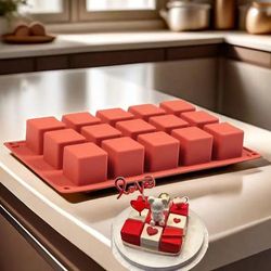 TEMU 15-cavity Silicone Cube Mold For Baking - 3d Square Mousse, Chocolate , Jello & Ice Cubes - Molds