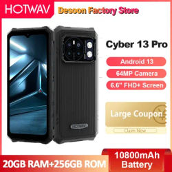 HOTWAV Cyber 13 Pro 6.6'' FHD+ Smartphone Octa-Core 20GB+256GB 64MP Camera 10800mAh Battery 20W Charging Phone