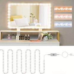 TEMU 13ft/4m Bendable Led Vanity Mirror Lights Kit Vanity Make-up Mirror Adjustable Flexible Strip Light Table Set With Dimmer Power Supply Mirror Not Included (white)