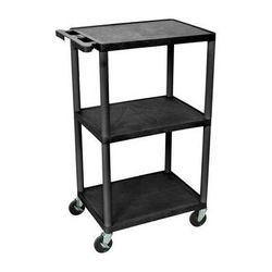 Luxor Three-Shelf Plastic Utility Cart 42" (Black) UCPL2-B