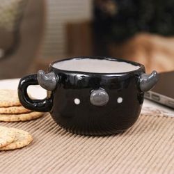 'Animal-Themed Ceramic Buffalo Demitasse Handmade in Thailand'