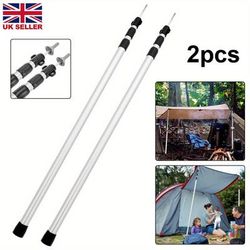TEMU 2x Tent Poles Universal Telescopic Adjustable Awning Tent Canopy Tarp Pole Q9h0