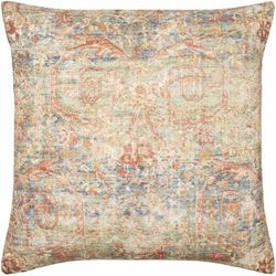 Angelo 18" Square Traditional Medium Green/Orange/Burnt Orange/Blue Outdoor Throw Pillow - Boutique Rugs
