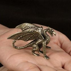 TEMU Rustic Brass Flying Dragon Statue - Perfect For Collectors & Enthusiasts, Ideal Holiday Decor