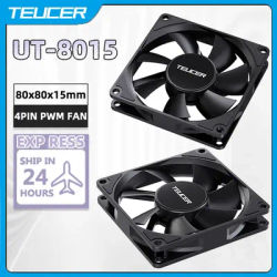 TEUCER 8015 Computer Case Fan 80mm/92mm 4-pin PWM High Airflow Ultra-thin Cooling Fan 1200-3000RPM Cascadable FDB Bearing Fan