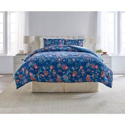 Embroidered Printed 3-Pc. Comforter Set by BrylaneHome in Navy (Size KING)