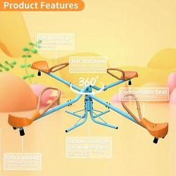 TEMU Kids Seesaw, 4 Seats 360 Degree Spinning Seesaw, Rotary Swing Car, Metal Totter For Playground And Backyard