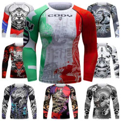 Bjj Mma Rashguard t-Shirt uomo Muay Thai boxe maglie compresse Gi Sport Anti Shrink uomo manica