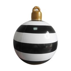 TEMU 34-inch Super Large Inflatable Ball - Black, White & Red Striped | Perfect For Christmas, Easter & Outdoor Parties | Durable Pvc Material