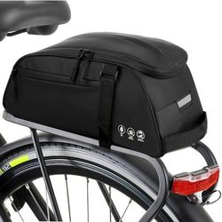 TEMU 8l Reflective Bike Pannier Bag - Durable Microfiber Backpack With Detachable Strap, Ideal For Commuting & Travel, Black, Commuter Bike Gear|reflective Backpack|detachable Strap Bag