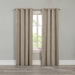 Wide Width BH Studio Velvet Grommet Panel by BH Studio in Taupe (Size 50" W 63" L) Window Curtain