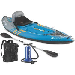 QuickPak K1 1-Person Inflatable Kayak, Kayak Folds into Backpack with 5-Minute Setup, 21-Gauge PVC