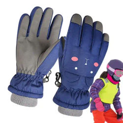 Snow Gloves For Kids Cartoon Bear Fleece Winter Gloves Thick Insulated Windproof Anti Slip Kids