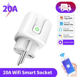 20A EU Plug With Power Monitor WIFI Socket Smart Timer Plug Voice Control Via Alexa Google Home EU