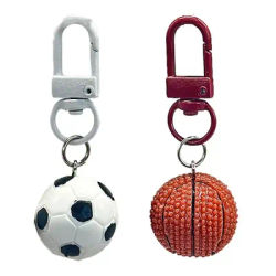 Sports Ball Keychains Basketball Soccer Resin Keyring Sports Themed Decoration Sports Ball Backpack