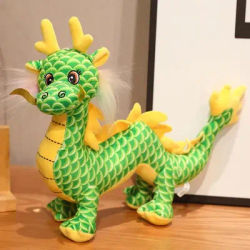 Dragon Plush Toy Cute Fluffy Dragon Mascot Ornament with Suction Cup Festival Throw Pillow Animal