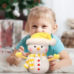 Cute Snowman Plush Christmas Stuffed Animals Adorable Handmade Plush Snowman Figurines For Kids