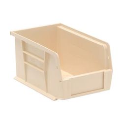 Quantum Food Service QUS221 IV Stack & Hang Shelf Bin - 9 1/4" x 6", Ivory, Beige, Case of 12