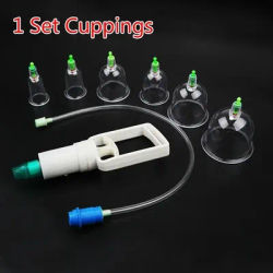 6Pcs Vacuum Cupping Sets with Pumping Gun Suction Cups Back Massage Body Cup Detox Anti Cellulite Therapy Cans Healthy Care Jars