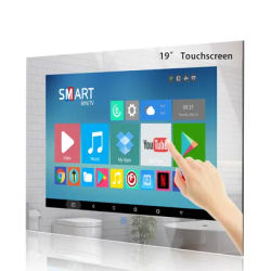 Top Haocrown 19 Inch Touchscreen Mirror TV for Bathroom, IP66 Waterproof Smart Android Television