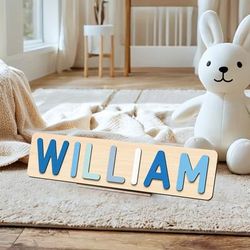 TEMU Personalized Name Peg Puzzle For Kids, Custom Wooden Name Puzzle Board For Toddlers 0-3 Years, Early Educational Handheld Board Game, 1pc Custom Gift For Boys And Girls