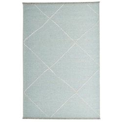 Tappeto tessuto a macchina in lana e viscosa Azzurro 80x150 cm