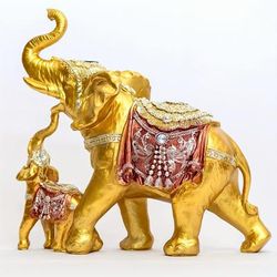 TEMU Mama And Baby Elephant Collectible Statue, Lucky Figurines Perfect For Home Decor Office Xmas Decorations