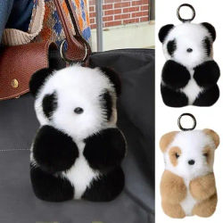 Cute Panda Keychain Plush Stuffed Key Ring Backpacks Bag Charm Plushie Pendant Couple Christmas Gift