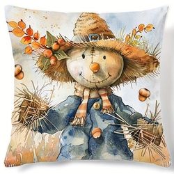 TEMU Autumn And Fall Harvest Polyester Throw Pillow Cover, 1pc, Contemporary Style With Zipper Closure, Woven, Hand Wash Only, 17.7" X 17.7" - Ideal For Various Room Types, No Insert Included