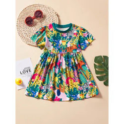 Summer Girl manica corta in maglia 3-8Y Dress Kid Cartoon Animal And Flower Print Clothes For