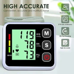 LCD Display Wrist Blood Pressure Monitor Tonometer Tensiometer Automatic Digital Pulsometer Sphygmomanometer Family Diagnostic