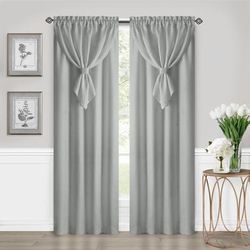 Carerra Curtain Rod and Finial Set by Brylane Home in Gunmetal (Size 48-86)