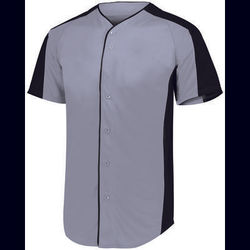 Augusta Sportswear 1656 Athletic Youth Full-Button Baseball Jersey T-Shirt in Blue Gray/Black size Medium | Polyester