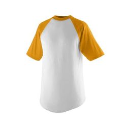 Augusta Sportswear 424 Athletic Youth Baseball Short Sleeve Top 2.0 in White/Gold size Medium | Cotton/Polyester Blend