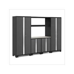 NewAge Garage Cabinets BOLD Series Grey 6-Piece Set with Stainless Steel Worktop