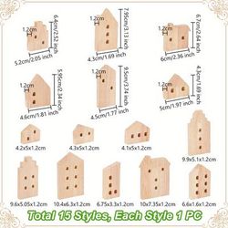 TEMU 15-piece Set Unfinished Wooden House Shapes For Diy Crafts And Painting, Wheat-colored Wood, Variety Of 15 Styles, No Electricity Needed, Art Tool & Sketch Boxes For Creative Projects