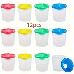 TEMU 4pcs/12pcs Painting Washing Cup Art Washing Bucket Watercolor Gouache Nail Art Pen Brush Washing Cup