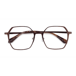Unisex s geometric Matte Brown Aluminium Alloy Prescription eyeglasses - Eyebuydirect s Turbo