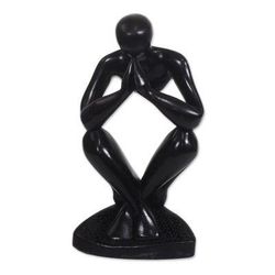 Praying Shadow,'Prayer-Themed Sese Wood Sculpture from Ghana'