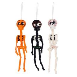 Skeleton Dance,'Set of Three Handcrafted Skeleton Wool Felt Decorations'